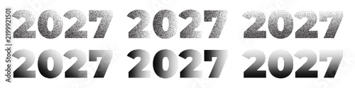 2027 dotted number collection for Happy New Year greeting card, calendar, banner, poster. Halftone gradient vector design