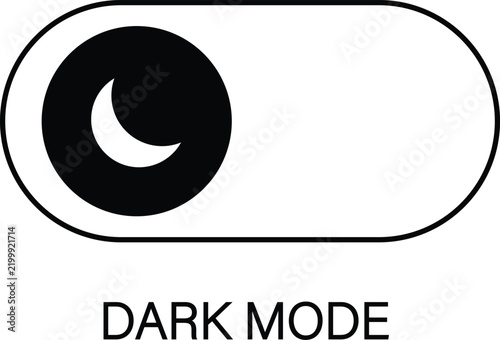 Dark mode accessibility outline icon with moon symbol for night display interface theme screen settings visual comfort and digital technology isolated on transparent background.