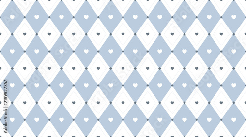 Seamless pastel blue argyle pattern with small hearts for fabric, bedding, sweater knit, winter packaging, wrapping paper, gift boxes and digital paper.