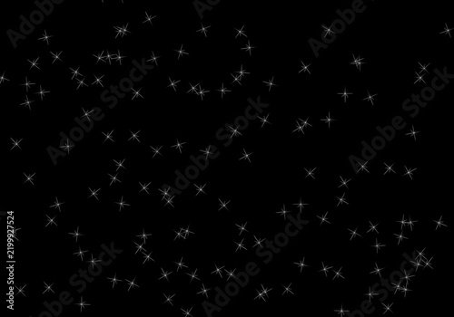 White four-pointed star shapes scattered randomly across a solid black background, stars de
