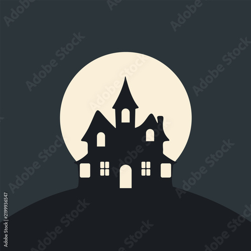 Haunted Castle Full Moon Halloween Gothic Spooky Design