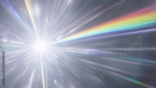 Bright white prismatic light burst seamless loop