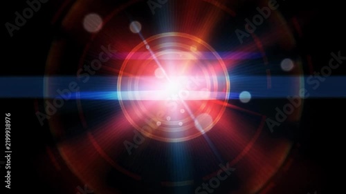 Red and blue circular sci fi lens flare seamless loop