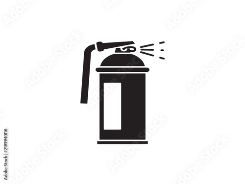 Fire extinguisher in use emitting suppression spray for safety training materials