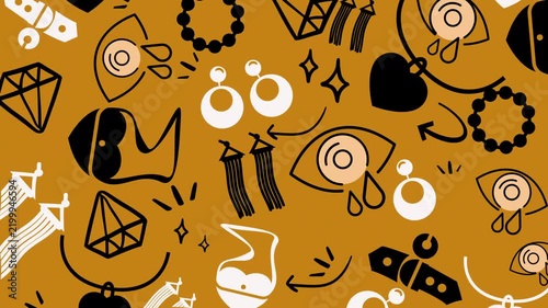 Seamless Abstract Hand Drawn Pattern with Creative Doodle Shapes and Icons