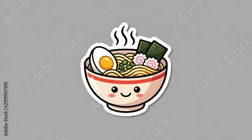 Kawaii bowl of ramen noodle soup sticker.