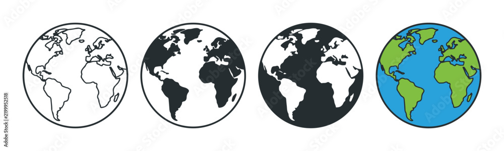 Obraz premium Four Planet Earth Globes In Different Styles