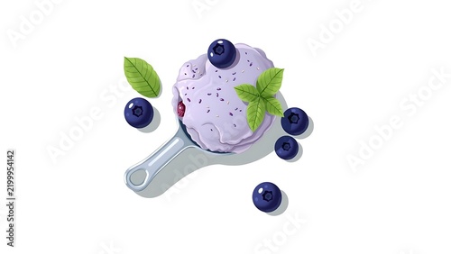 Blueberry Ice Cream Scoop, Top View