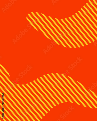 Bright Orange Abstract Background with Yellow Striped Wave Pattern
