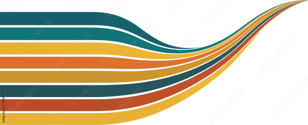 Fototapeta premium Abstract background with colorful flowing parallel lines merging into a single path on a white background