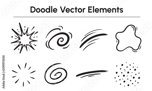 Hand Drawn Swirls Motion Line Vectors Abstract Doodle Elements Set