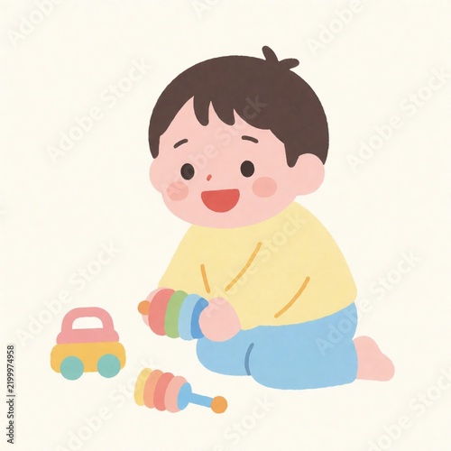 子供 笑顔 おもちゃ 遊ぶ イラスト