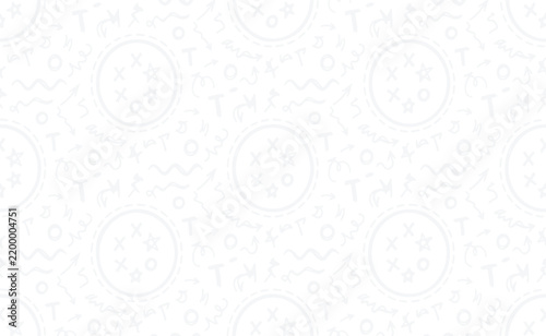 Minimalist hand drawn doodle pattern with stars and circles and arrows on white background for creative design projects.