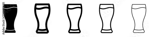 Beer glass flat icon set for drinks