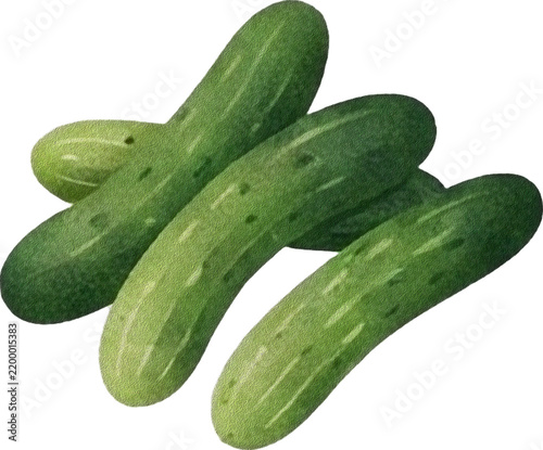 Hand Drawn Fresh Cucumbers Illustration Isolated on Transparent Background