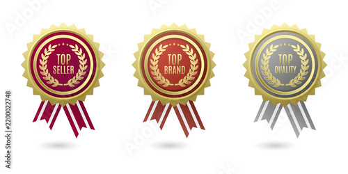 Set of three gold ribbons isolated on a transparent background