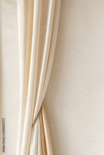 Ivory and Champagne Wedding Satin Drapery, Elegant Minimal Silk Fabric Background, Soft Draped Cloth Landscape with Copy Space