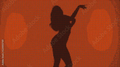Silhouette of a dancing woman in pixel style.