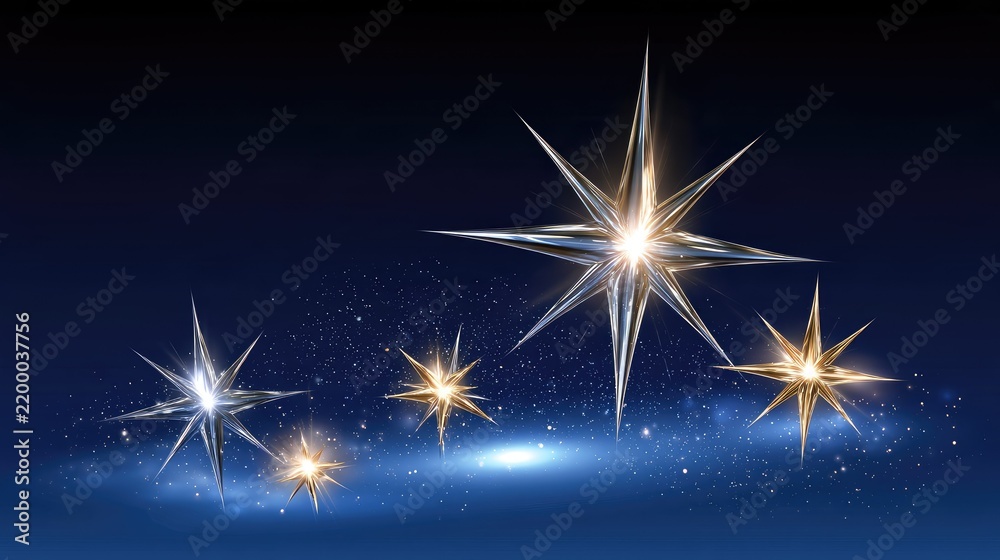 Fototapeta premium Glittering Stars in Night Sky with Shimmering Effect and Magical Aura for Dreamy and Ethereal Background Concepts