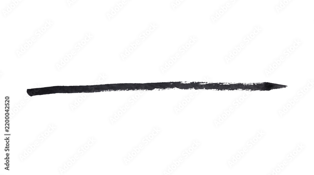 Obraz premium Single black ink brush stroke line on paper