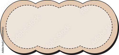 Cute Beige Scalloped Frame Label Vector