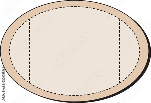 Oval Stitched Beige Label Frame