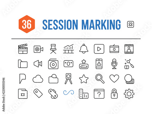 Фотография Take Marker Recording Session Marking Web Icon Set in Linear Style