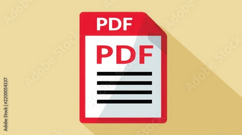 PDF Document Note Icon in Flat Style, Paper Sheet Vector Illustration