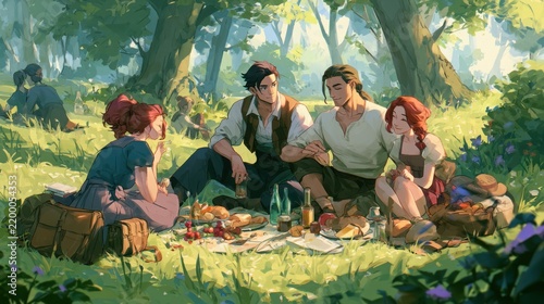 Summer Picnic in Green Park with Relaxing Outdoor Lifestyle
