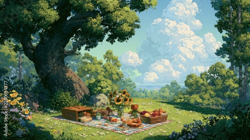 Summer Picnic in Green Park with Relaxing Outdoor Lifestyle