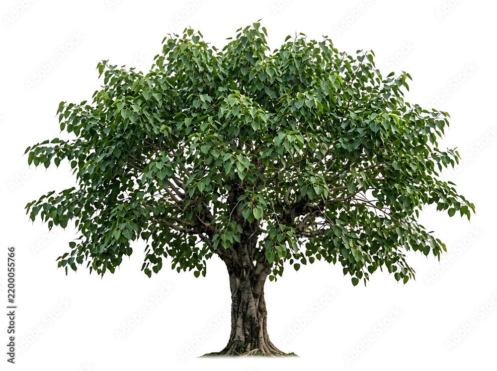 Obraz premium Large green leafy tree with thick trunk