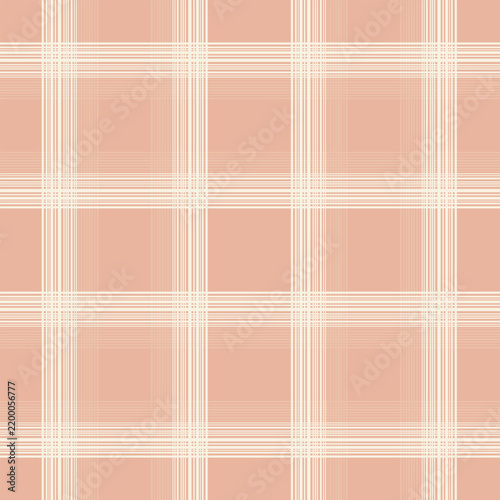 Pastel peach orange and white plaid seamless pattern background