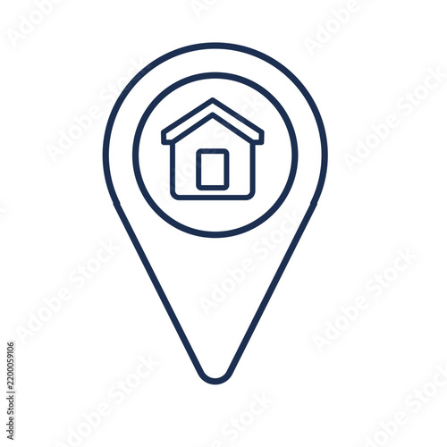 Blue Home Location Map Pin Icon for Real Estate and Navigation
