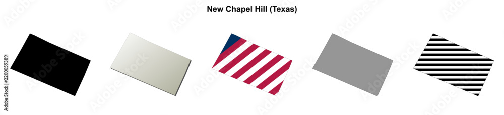 Fototapeta premium New Chapel Hill (Texas) blank outline map set