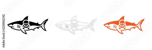 Shark vector icons with different styles isolated on transparent background, Vector