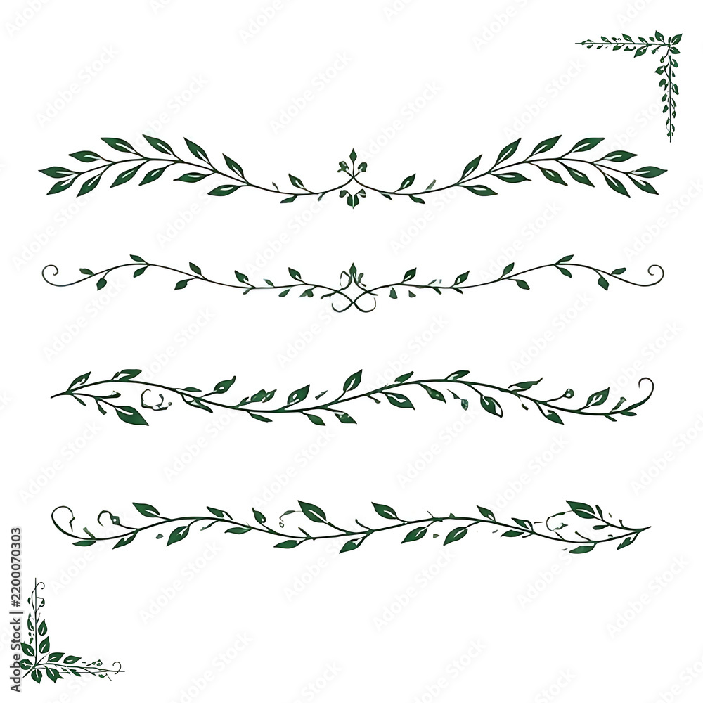 Fototapeta premium Decorative botanical border design for invitations or stationery with natural leaf motifs