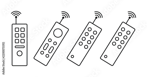 Set of four minimalist wireless remote control in black and white