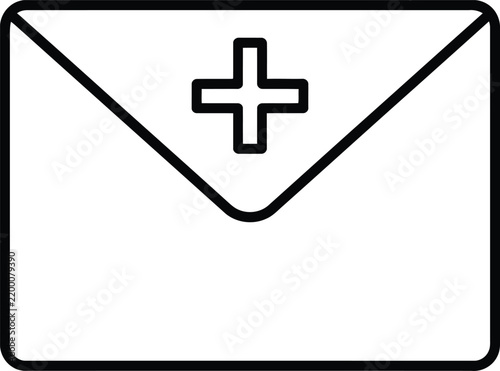 Medical mail icon, healthcare email symbol