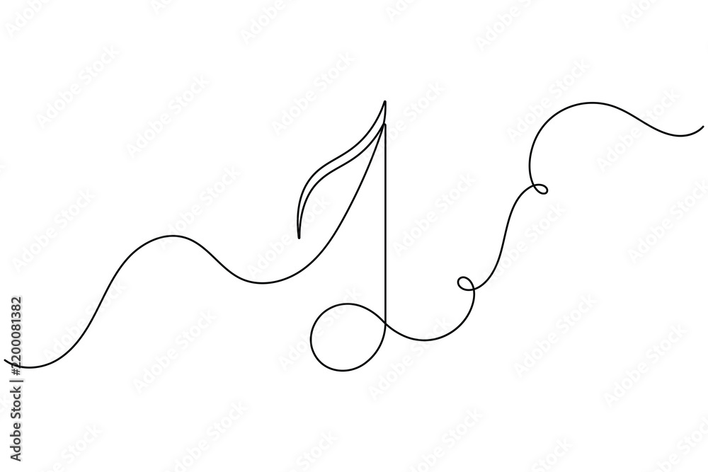 Obraz premium Classical music note sign continuous one line art single drawing on white background minimalist monoline collection of celebration song streaming instrument symbol outline vector illustration