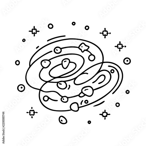 Whimsical galaxy and stars abstract illustration - A playful vector design of a swirling galaxy with stars and dots, perfect for space or cosmic-themed projects.