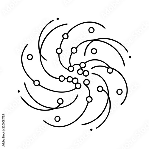 Spiral galaxy design with dotted path illustration - A minimalist vector spiral galaxy with dotted path, perfect for science or cosmic-themed projects.