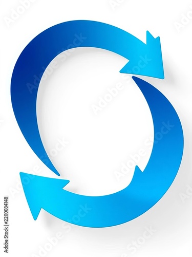 vector art of four blue arrows forming a circular cycle on white background, symmetry, graphic