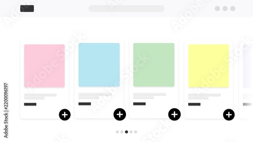 Abstract Colorful UI Cards Scrolling on Digital Web Interface