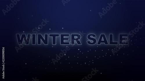 Winter Sale Text Animation with Falling Snow Particles on Blue Background