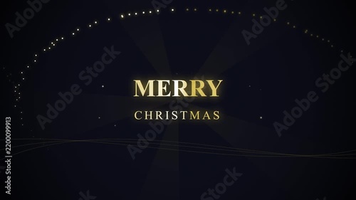 Merry Christmas gold luxury greeting background with flowing sparkles