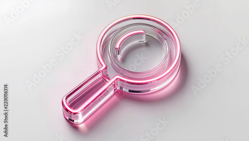 Pink glass magnifying glass search symbol