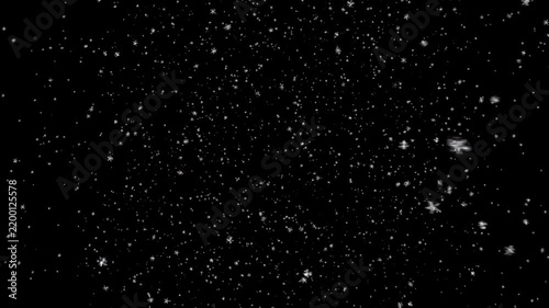 Snowflakes Falling on Transparent Background Seamless Loop Alpha Channel 3D Animation