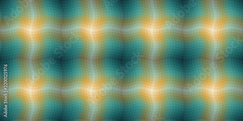 Seamless pattern with wavy checkered grid in teal and orange gradient, vector background