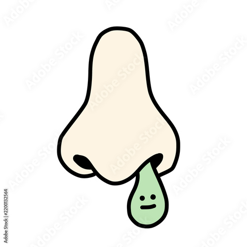 Canvastavla Funny nose with cute green snot drop cartoon art