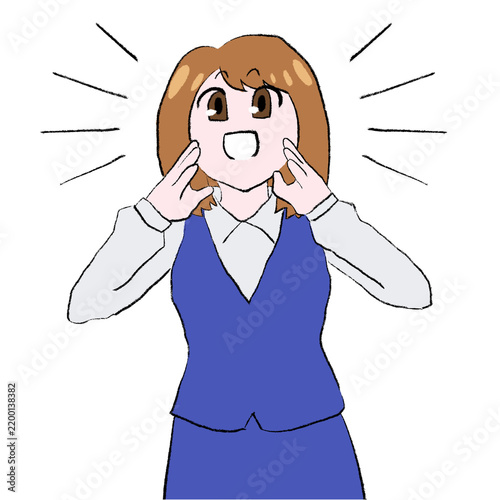 Obraz na płótnie 呼び込み お知らせ 女性 OL ポーズ 手書き イラスト キャラクター